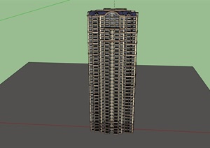 住宅详细的欧式风格小区建筑楼SU(草图大师)模型