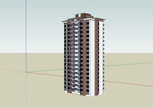 高层现代风格详细的居住楼SU(草图大师)模型