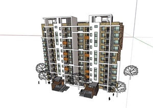 某详细的完整高层小区居住楼SU(草图大师)模型