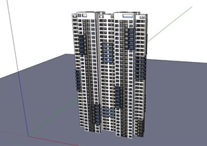 现代整体详细的完整高层居住楼SU(草图大师)模型