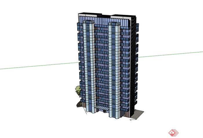 某完整的小区高层居住楼su模型