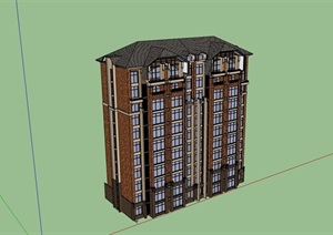某小高层详细的欧式居住楼SU(草图大师)模型
