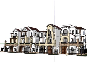 多层详细的完整欧式居住楼SU(草图大师)模型