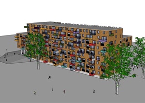 某高层独特造型的居住楼SU(草图大师)模型