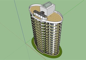 某独特详细的完整小区居住楼SU(草图大师)模型