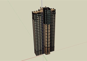 现代完整的小区高层居住楼SU(草图大师)模型