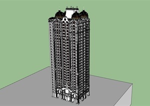 欧式风格经典的完整高层居住楼SU(草图大师)模型