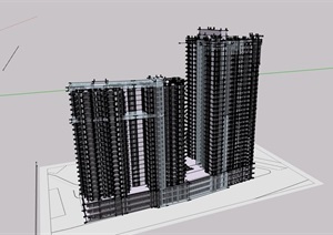 某完整的高层小区居住楼SU(草图大师)模型