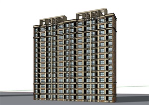 两栋详细的小区高层居住楼SU(草图大师)模型