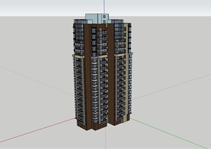某详细的完整高层小区居住楼SU(草图大师)模型
