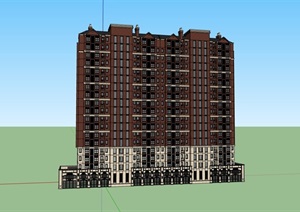 某欧式风格整体详细的居住楼SU(草图大师)模型
