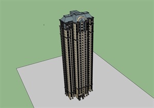 详细的完整高层小区居住楼SU(草图大师)模型
