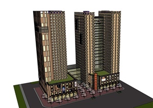 某高层详细的完整商业居住楼SU(草图大师)模型