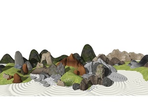 新中式假山石头 景观石 景观小品 石头SU(草图大师)模型