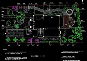 完整的详细独特别墅庭院绿化cad方案图