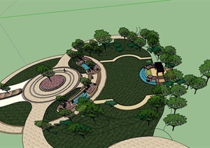 某现代风格庭院游园景观SU(草图大师)模型