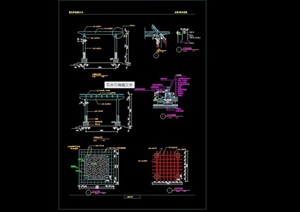 园林景观廊架节点素材cad施工图