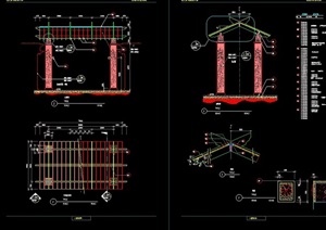 现代风格园林景观廊架cad施工图