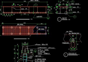 现代风格完整的详细独特园林景观廊架cad施工图