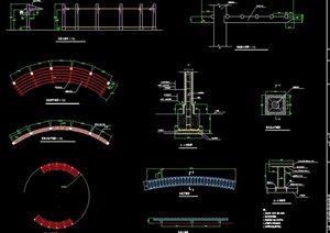 详细的整体园林景观廊架cad施工图