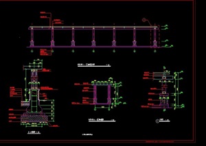 详细的现代园林景观廊架cad施工图