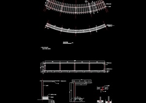 详细的现代弧形园林景观廊架cad施工图