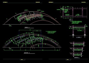 现代详细的园林景观廊架cad施工图