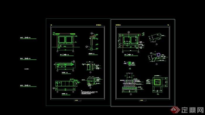 详细的园林景观廊架cad施工图