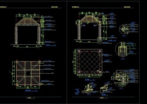 详细的木质亭子设计cad施工图