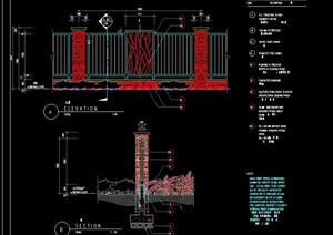 详细的现代围栏杆设计cad施工图