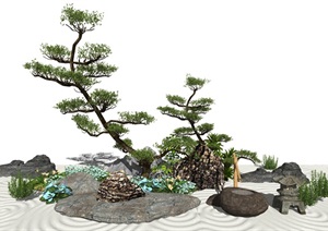 景观小品 庭院景观 石头SU(草图大师)模型