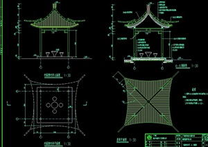 完整的中式风格竹园亭素材设计cad施工图