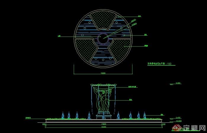 详细的完整雕塑水景cad施工图