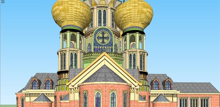 某市俄式教堂 建筑方案模型(4)