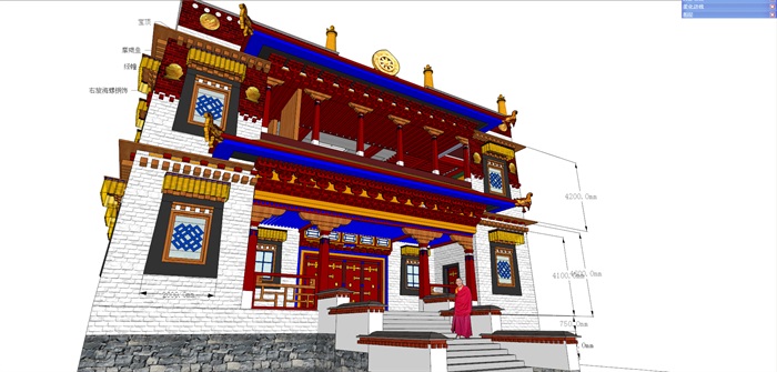 刚做的曲桑寺（香格里拉藏传佛教寺庙）设计模型(3)