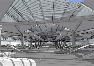 某市杭州东火车站建筑方案模型