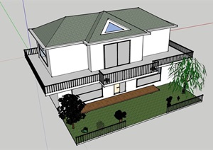 两层小型家庭式休闲别墅SU(草图大师)模型