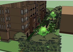 某完整的独特详细景观小区绿化设计SU(草图大师)模型