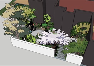 某完整的独特详细欧式风格庭院景观SU(草图大师)模型