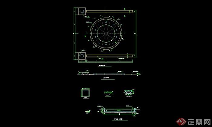 现代风格详细的完整喷泉景观节点cad施工图